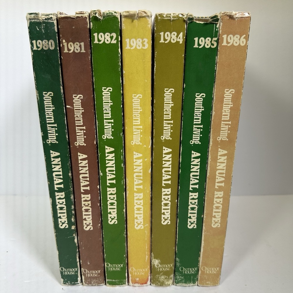Lot of 7 VTG Southern Living Annual Recipes Hardcover Cookbooks 1980-1986